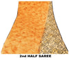 Sanskriti Vintage Sarees Indian Peach Pure Crepe Silk Printed Sari Craft Sustainable Fabric