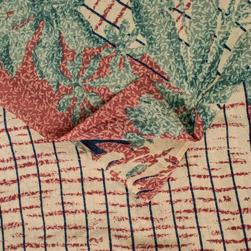 Sanskriti Vintage Sarees Indian Multi Pure Crepe Silk Printed Sari Craft Sustainable Fabric