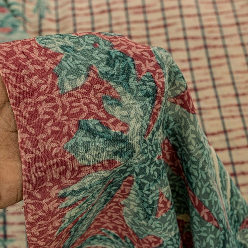 Sanskriti Vintage Sarees Indian Multi Pure Crepe Silk Printed Sari Craft Sustainable Fabric