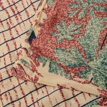 Sanskriti Vintage Sarees Indian Multi Pure Crepe Silk Printed Sari Craft Sustainable Fabric