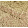 Sanskriti Vintage Sarees PaleCream Pure Crepe Silk Printed Sari 5yd Craft Fabric