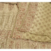 Sanskriti Vintage Sarees PaleCream Pure Crepe Silk Printed Sari 5yd Craft Fabric