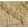 Sanskriti Vintage Sarees PaleCream Pure Crepe Silk Printed Sari 5yd Craft Fabric