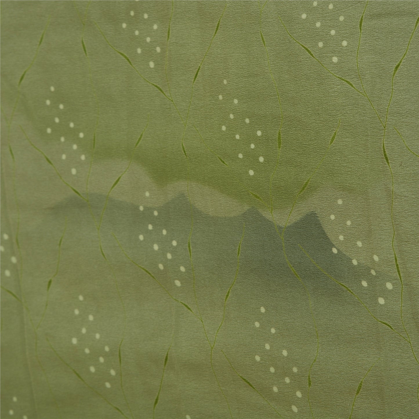 Sanskriti Vintage Sarees Green Indian Pure Crepe Silk Printed Sari Craft Fabric