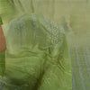 Sanskriti Vintage Sarees Green Indian Pure Crepe Silk Printed Sari Craft Fabric