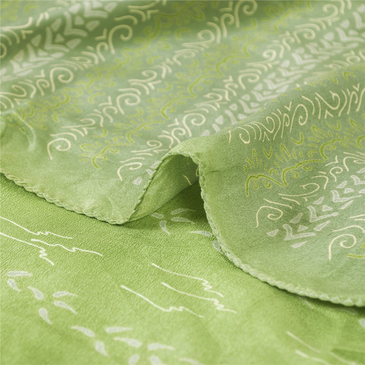 Sanskriti Vintage Sarees Green Indian Pure Crepe Silk Printed Sari Craft Fabric