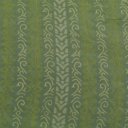 Sanskriti Vintage Sarees Green Indian Pure Crepe Silk Printed Sari Craft Fabric