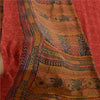 Sanskriti Vintage Sarees Red Indian Pure Crepe Silk Printed Sari Craft Sustainable Fabric