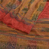 Sanskriti Vintage Sarees Red Indian Pure Crepe Silk Printed Sari Craft Sustainable Fabric