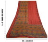 Sanskriti Vintage Sarees Red Indian Pure Crepe Silk Printed Sari Craft Sustainable Fabric