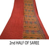 Sanskriti Vintage Sarees Red Indian Pure Crepe Silk Printed Sari Craft Sustainable Fabric
