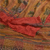 Sanskriti Vintage Sarees Red Indian Pure Crepe Silk Printed Sari Craft Sustainable Fabric