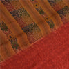 Sanskriti Vintage Sarees Red Indian Pure Crepe Silk Printed Sari Craft Sustainable Fabric