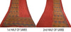 Sanskriti Vintage Sarees Red Indian Pure Crepe Silk Printed Sari Craft Sustainable Fabric