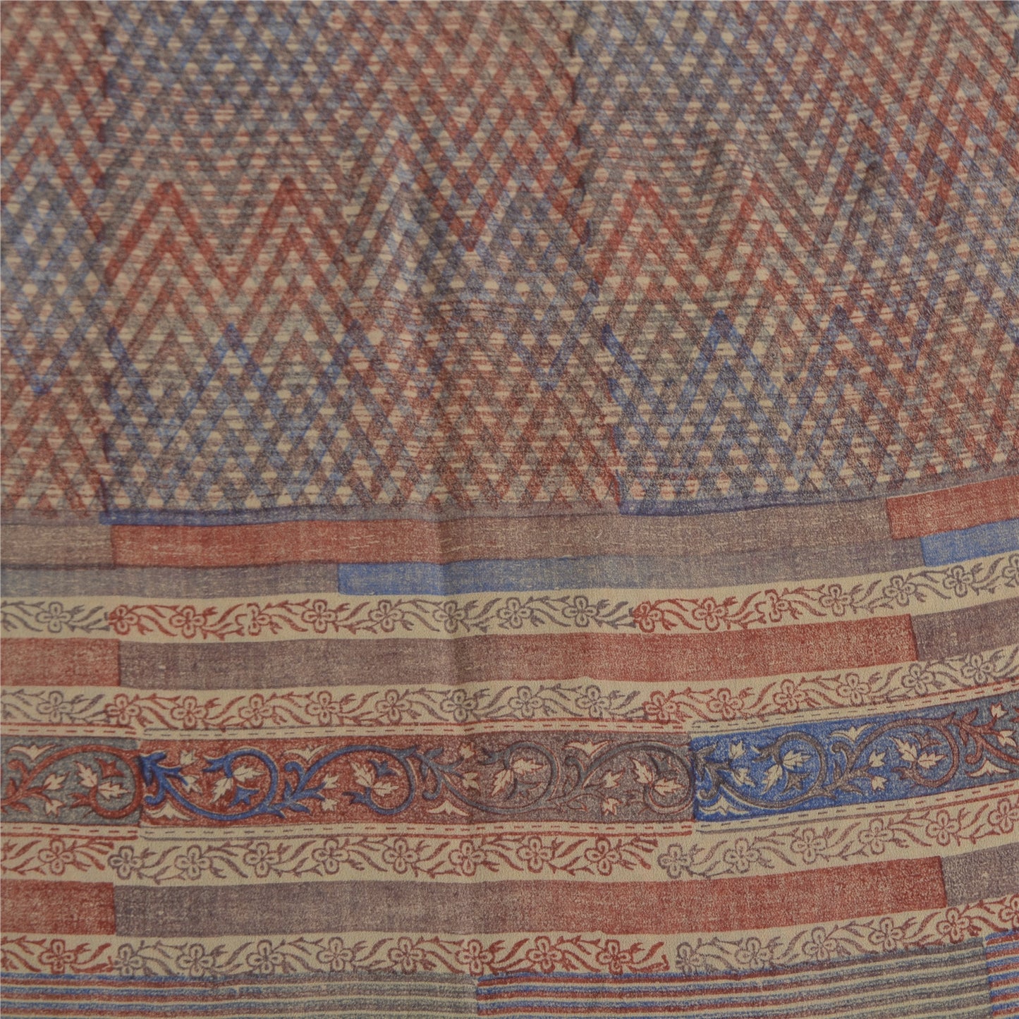 Sanskriti Vintage Sarees Indian Multi Pure Crepe Silk Printed Sari Craft Sustainable Fabric