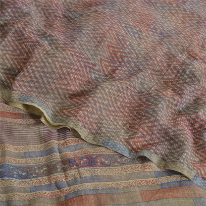 Sanskriti Vintage Sarees Indian Multi Pure Crepe Silk Printed Sari Craft Sustainable Fabric