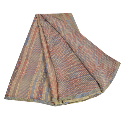 Sanskriti Vintage Sarees Indian Multi Pure Crepe Silk Printed Sari Craft Sustainable Fabric