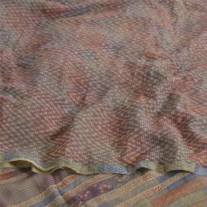 Sanskriti Vintage Sarees Indian Multi Pure Crepe Silk Printed Sari Craft Sustainable Fabric