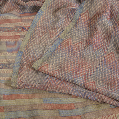 Sanskriti Vintage Sarees Indian Multi Pure Crepe Silk Printed Sari Craft Sustainable Fabric