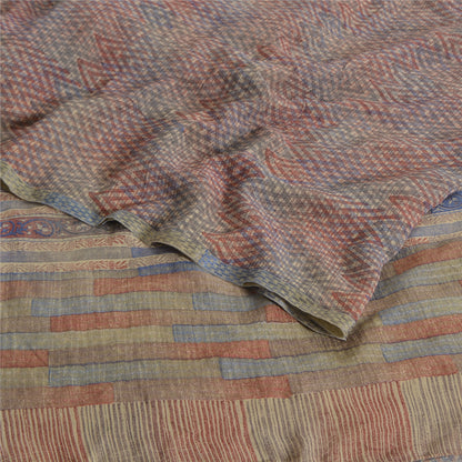 Sanskriti Vintage Sarees Indian Multi Pure Crepe Silk Printed Sari Craft Sustainable Fabric