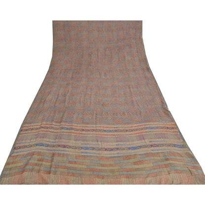 Sanskriti Vintage Sarees Indian Multi Pure Crepe Silk Printed Sari Craft Sustainable Fabric