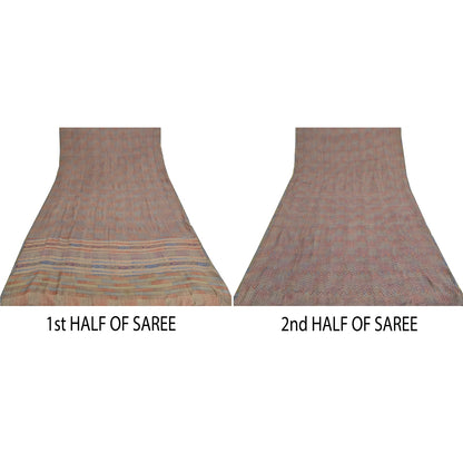 Sanskriti Vintage Sarees Indian Multi Pure Crepe Silk Printed Sari Craft Sustainable Fabric