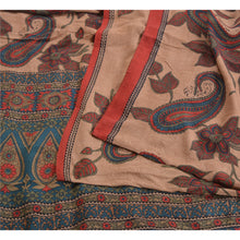Load image into Gallery viewer, Sanskriti Vintage Sarees Light-Brown Pure Crepe Silk Printed Sari Craft Fabric
