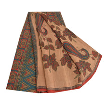 Load image into Gallery viewer, Sanskriti Vintage Sarees Light-Brown Pure Crepe Silk Printed Sari Craft Fabric
