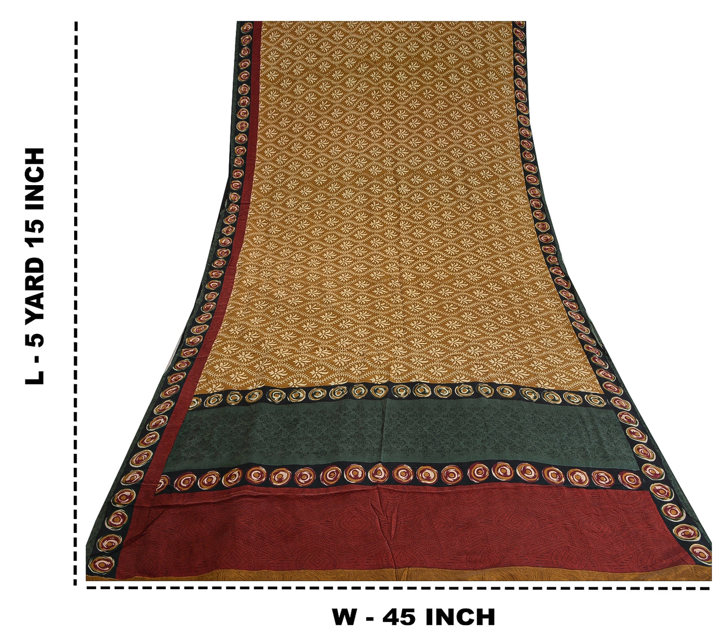 Sanskriti Vintage Saree Brown 100% Pure Crepe Silk Floral Print Sari 5+Yd Fabric