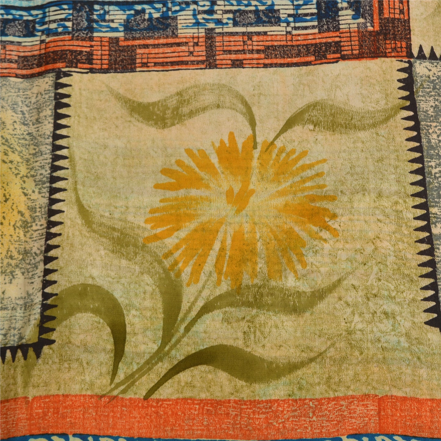 Sanskriti Vintage Sarees Indian Multi Pure Crepe Silk Printed Sari Craft Sustainable Fabric