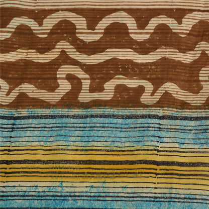 Sanskriti Vintage Sarees Indian Multi Pure Crepe Silk Printed Sari Craft Sustainable Fabric