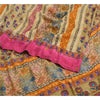 Sanskriti Vintage Sarees Hand Beaded Pure Crepe Silk Printed Sari Craft Fabric