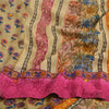 Sanskriti Vintage Sarees Hand Beaded Pure Crepe Silk Printed Sari Craft Fabric