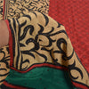Sanskriti Vintage Sarees Hand Beaded Pure Crepe Silk Printed Sari Craft Sustainable Fabric