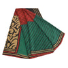 Sanskriti Vintage Sarees Hand Beaded Pure Crepe Silk Printed Sari Craft Sustainable Fabric