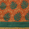 Sanskriti Vintage Sarees Peach/Green Pure Crepe Silk Printed Sari Craft Sustainable Fabric