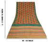 Sanskriti Vintage Sarees Peach/Green Pure Crepe Silk Printed Sari Craft Sustainable Fabric