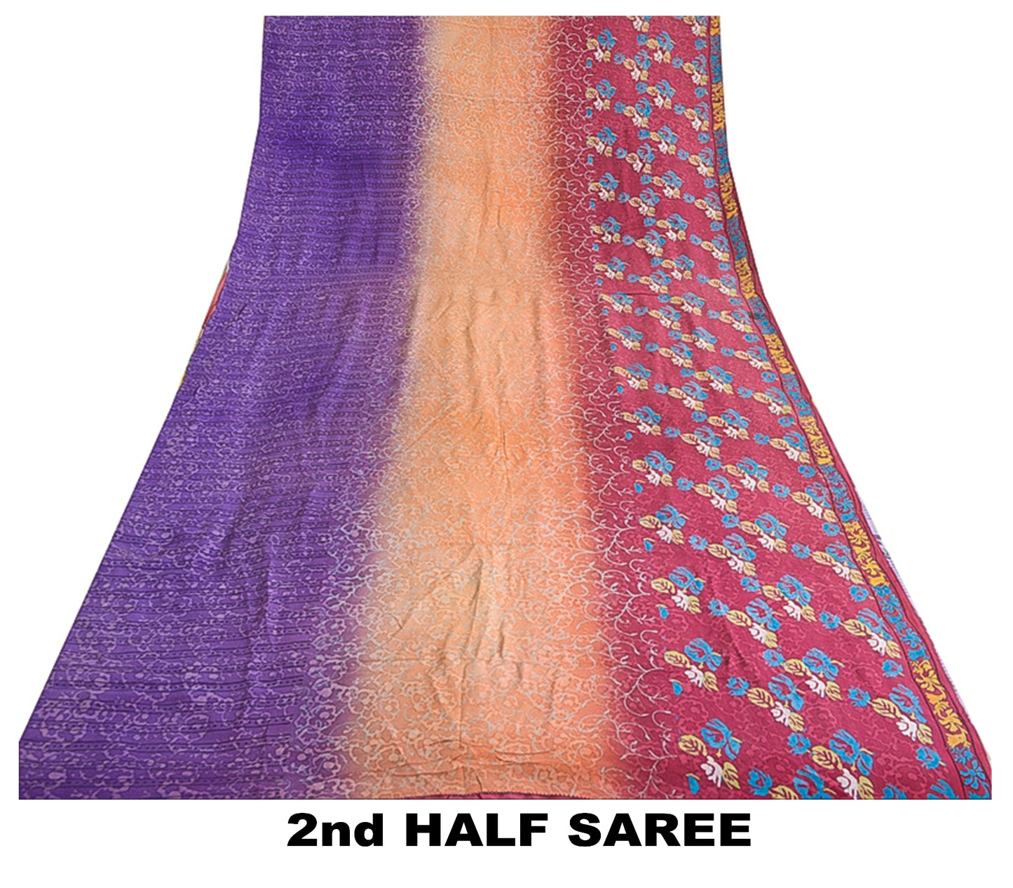 Sanskriti Vintage Sarees Indian Multi Pure Crepe Silk Printed Sari Craft Sustainable Fabric