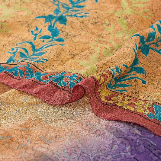 Sanskriti Vintage Sarees Indian Multi Pure Crepe Silk Printed Sari Craft Sustainable Fabric