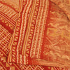 Sanskriti Vintage Dark Red Sarees 100% Pure Crepe Silk Printed Sari 5 Yd Fabric