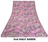 Sanskriti Vintage Sarees Pink/Purple Pure Crepe Silk Printed Sari Craft Sustainable Fabric