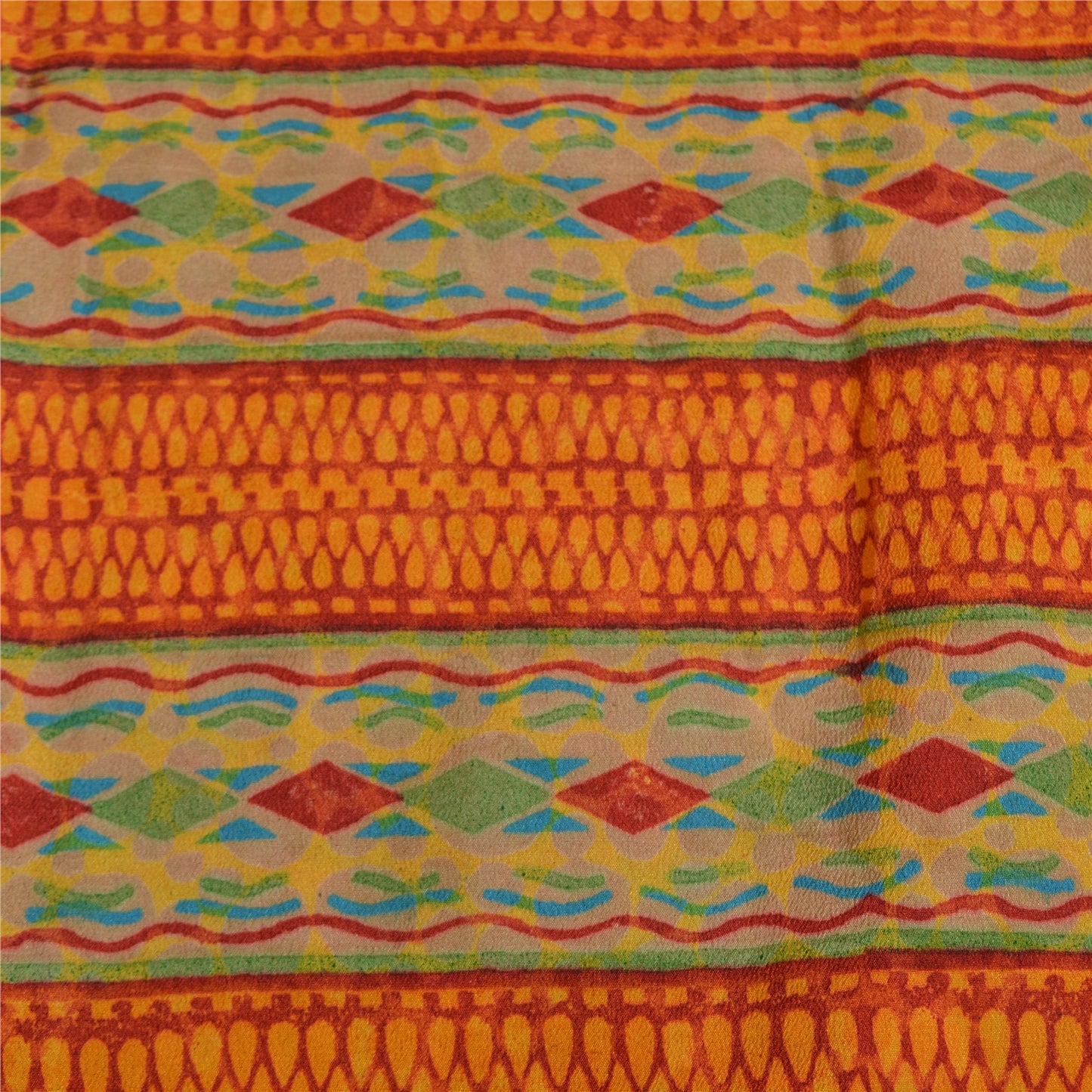 Sanskriti Vintage Sarees Indian Pink Pure Crepe Silk Printed Sari Craft Sustainable Fabric