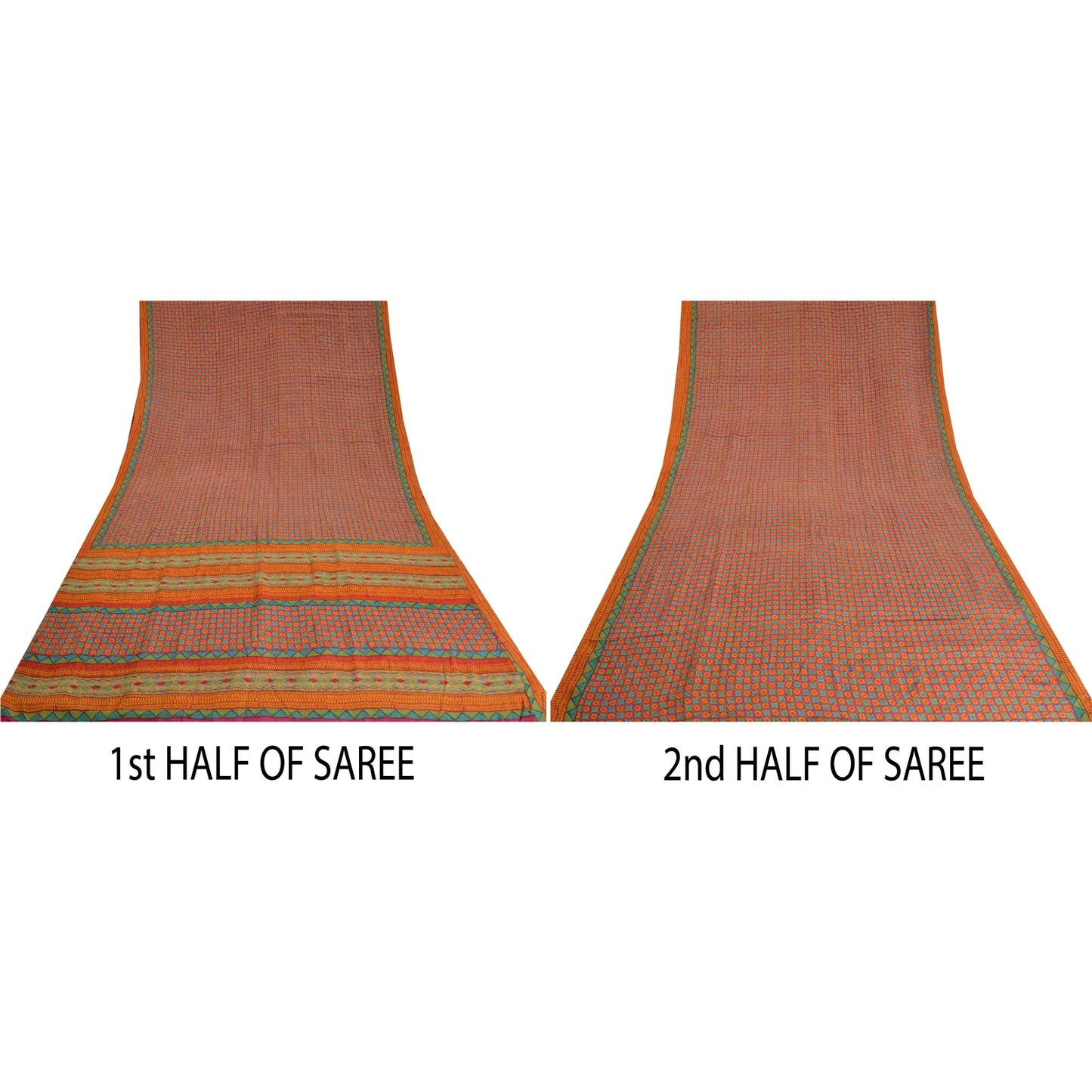 Sanskriti Vintage Sarees Indian Pink Pure Crepe Silk Printed Sari Craft Sustainable Fabric