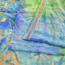 Load image into Gallery viewer, Sanskriti Vintage Green Sarees Pure Crepe Silk Printed Tie-Dye Sari Craft Fabric
