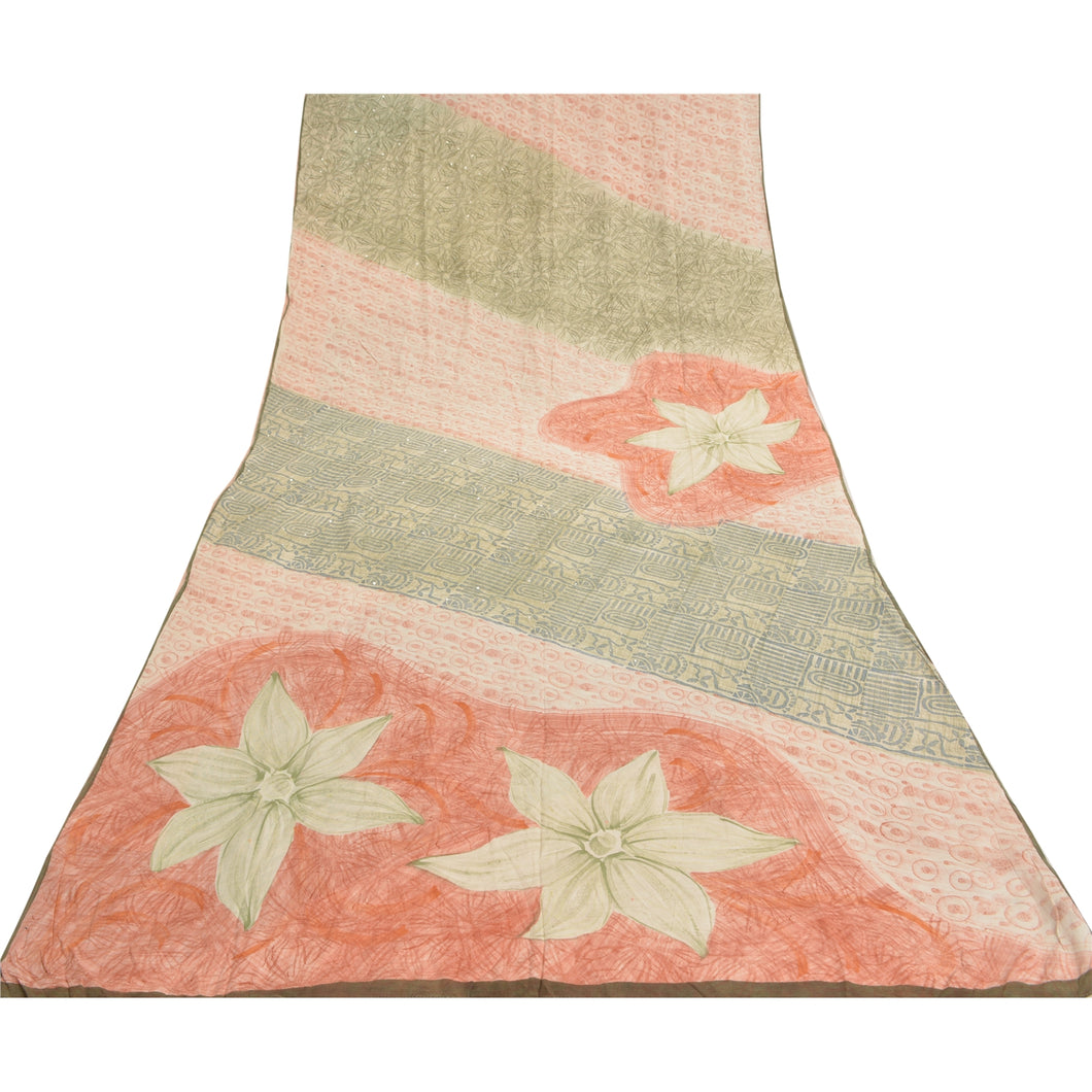 Sanskriti Vintage Multi Color Sarees Pure Crepe Silk Printed Sari Craft Fabric