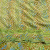 Sanskriti Vintage Green Indian Sarees Pure Crepe Silk Printed Sari Craft Sustainable Fabric