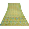 Sanskriti Vintage Green Indian Sarees Pure Crepe Silk Printed Sari Craft Sustainable Fabric