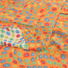 Load image into Gallery viewer, Sanskriti Vintage Orange/White Sarees Pure Crepe Silk Printed Sari Craft Fabric
