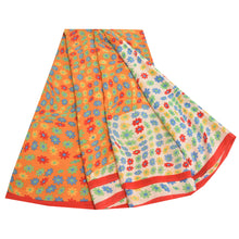 Load image into Gallery viewer, Sanskriti Vintage Orange/White Sarees Pure Crepe Silk Printed Sari Craft Fabric

