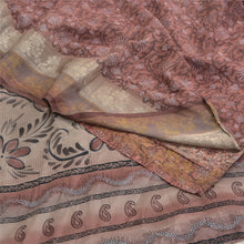 Load image into Gallery viewer, Sanskriti Vintage Sarees Dusty Pink Pure Crepe Silk Printed Sari Craft Fabric
